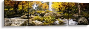 Obraz - Wodospady w jesiennym krajobrazie, żółty (170x50 cm)