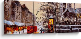Obraz - Obraz miasta zimą (z zegarem) (90x30 cm)