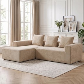 HOMCOM Narożnik z szezlongiem, bezramowa sofa w kształcie L z chenille, głębokie siedzisko, sprężyny kieszeniowe, beżowy | Aosom PL