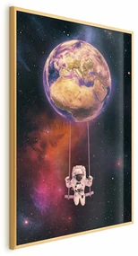 Plakat Kosmiczna huśtawka 60x90 cm z ramą złotą bez marginesu ARTGEIST B