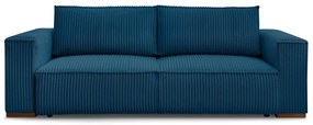 Niebieska sztruksowa rozkładana/ze schowkiem sofa 244 cm Chelsea – Bobochic Paris