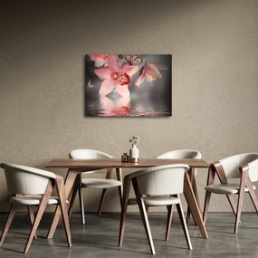 Obraz - Kwiaty i motyl (70x50 cm)