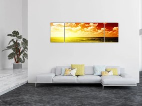 Obraz łąki ze świecącym słońcem (170x50 cm)