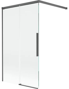 Mexen Rox parawan nawannowy 2-skrzydłowy rozsuwany 100 x 150 cm, transparent, gun gray szczotkowany - 8C9-100-003-66-00