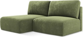 Otwarty Lewy narożnik z funkcją spania - z tkaniny szenilowej - zielony - KONA