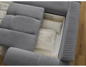 Szary rozkładany/ze schowkiem narożnik z materiału bouclé (lewostronny/z szezlongiem) Roxelane – Bobochic Paris