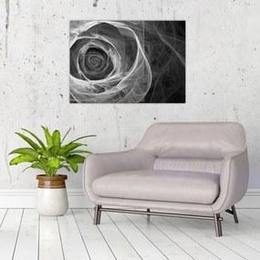 Obraz - Abstrakcyjna róża czarno-biała (70x50 cm)