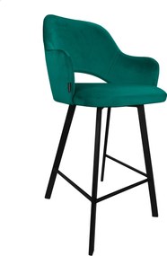 Hoker Milano krzesło barowe tkanina Welur podstawa metalowa : Kolor nogi - Czarna profil, Kolor tkaniny - VELVET - MG20, Typ siedziska - Siedzisko stałe