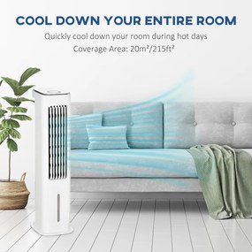 HOMCOM 2-w-1 chłodnik powietrza z chłodzeniem wodnym, 7 L zbiornik, 12h timer, do 20 m² | Aosom PL