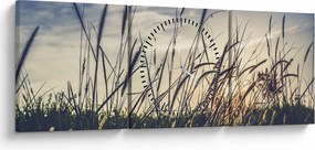 Obraz kwiatów łąkowych (z zegarem) (90x30 cm)