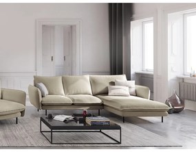 Beżowa sofa narożna Cosmopolitan Design Vienna, prawostronna