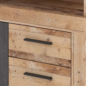 Komoda Dwudrzwiowa z Szufladami BLAGO MIDI A 119,6 cm Surowy Dąb/Czarny Loft