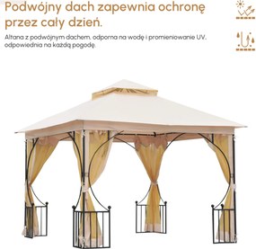 Altana ogrodowa 3x3m podwójny daszek imprezowy pawilon namiot okolicznościowy łatwy montaż biały czarny | Aosom PL