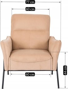 Fotel Wypoczynkowy ALBERTO Sztruksowy Beżowy do Salonu Nowoczesny