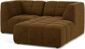 Musztardowy aksamitny narożnik (prawostronny/z szezlongiem) Aloha – Makamii