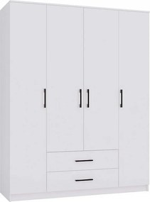 Szafa ROMANA 160 | Biała | 160x54x205 cm | Szafa z Szufladami