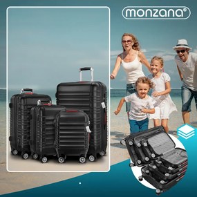 Zestaw walizek skorupowych AERO, 4-częściowy, ABS, czarny Monzana