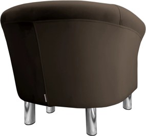 Fotel Milo tkanina Welur wygodny fotel tapicerowany do salonu i sypialni : Kolor nogi - Chrom, Kolor tkaniny - VELVET - MG05, Wysokość nogi - 15 cm