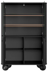 Witryna Vesper do salonu - czarny / czarne uchwyty / nogi kule