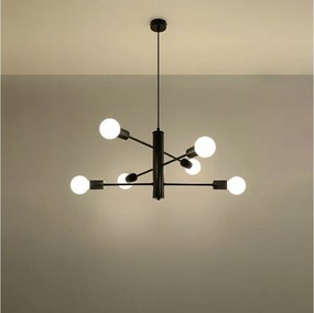 Żyrandole loft Luxra, stal - 6 źródło światła 3000K - L.60 x H.85 cm - czarny