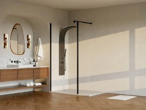 Kabina prysznicowa typu walk-in z panelem uchylnym - Czarny mat - Szkło 6 mm - (100 + 40) x 200 cm - DAREN