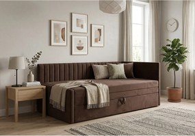 Łóżko dzienne wysuwane 2x90x200cm w tkaninie MANILA 4 brązowej