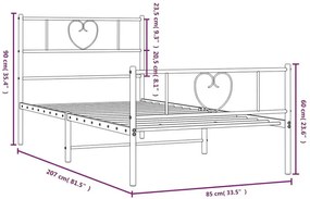 Czarne pojedyncze łóżko metalowe 80x200 cm - Veligo