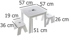 Stolik dla dzieci z tablicą do pisania + 2 taborety