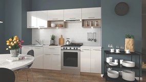 Zestaw mebli kuchennych biały połysk + dąb sonoma - Marit