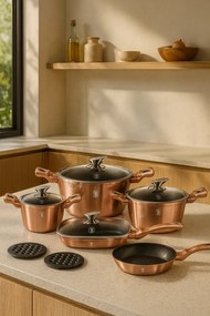 Komplet złotych garnków i patelni T4-W14