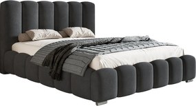 Łóżko dwuosobowe 140x200 cm Pearl - gruba pianka, nowoczesny styl, łóżko z pojemnikiem i stelażem - ciemny szary (Amor Velvet 4321)