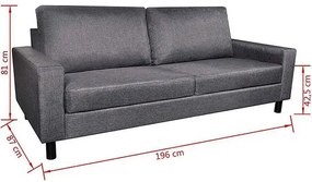 Stylowa trzyosobowa ciemnoszara sofa - Izarra 3X