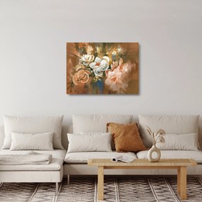 Obraz na szkle- Malowany bukiet kwiatów (70x50 cm)