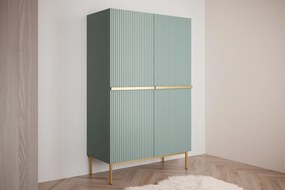 Kredens Nicole z metalowymi uchwytami i nogami 100 cm - szałwia / złote nóżki - Limitowana oferta