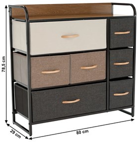 Komoda z szufladami z tkaniny HAZEL TYP 3, brązowy, XL