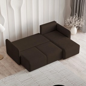 Masseno Narożnik SUVINO z funkcją spania i pojemnikiem na pościel Narozniki L, Rozkładana sofa - Brązowy, NEVE 28