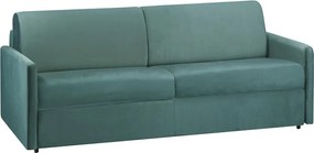 Kanapa 4-osobowa rozkładana typu express ze szmaragdowego weluru z siedziskiem z pianki z pamięcią kształtu - Powierzchnia spania 160 cm - Materac 22 cm z siedziskiem z pianki z pamięcią kształtu CALIFE