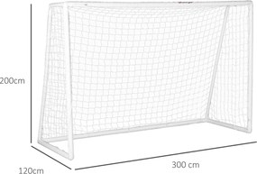 SPORTNOW Bramka do piłki nożnej, solidna siatka, rama z tworzywa sztucznego, kołki, 300L x 120B x 200H cm, Biały