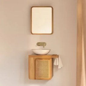 Zestaw Wiszących Mebli Łazienkowych Z Drewna Tekowego Georgy Drewno Tekowe & Cement - Sklum