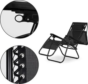 Składany leżak ogrodowy z regulowanym daszkiem Corfu 009, czarny