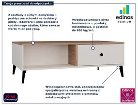 Ława na czarnych nóżkach kaszmir + dąb castello R8-F02