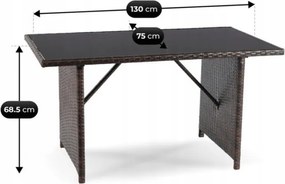 Zestaw Mebli Ogrodowych DALLAS Brązowy/Beżowy Narożnik Pufy Stolik Tarasowy Technorattan Nowoczesny