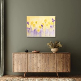 Obraz - Fioletowe i żółte kwiatuszki (70x50 cm)