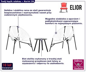 Biało-czarny zestaw krzeseł ogrodowych ze stolikiem - Tinez 3X