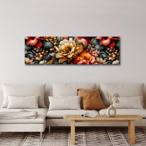 Obraz - Pomarańczowo-czerwone kwiaty (170x50 cm)