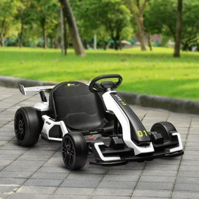 HOMCOM 4 V Elektryczny gokart dla dzieci do 12 km/h z funkcją driftu, 2 silniki, regulowane siedzenie, miękki start | Aosom PL