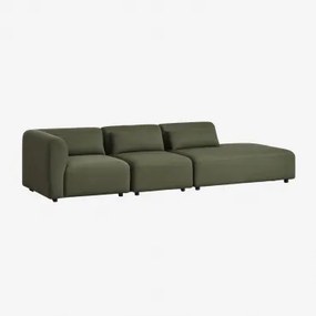 Sofa Modułowy Narożny 3-częściowy Z Prawym Szezlongiem Fogler Tkanina Baranek Boucle Szałwiowa Zieleń - Sklum