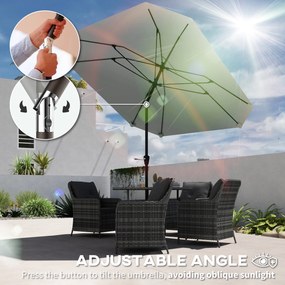 Outsunny 2,3 m Parasol bez podstawy, regulowany parasol tarasowy z korbką, Poliester, Aluminium, Włókno szklane, Ciemnoszary