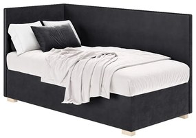 Ciemnoniebieskie narożne łóżko dziecięce ze schowkiem i materacem 90x200 cm Flexi – Ghado