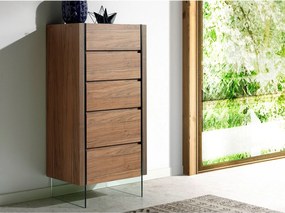 Szafka nocna z drewna orzechowego i szkła hartowanego 7041 ANGEL CERDA